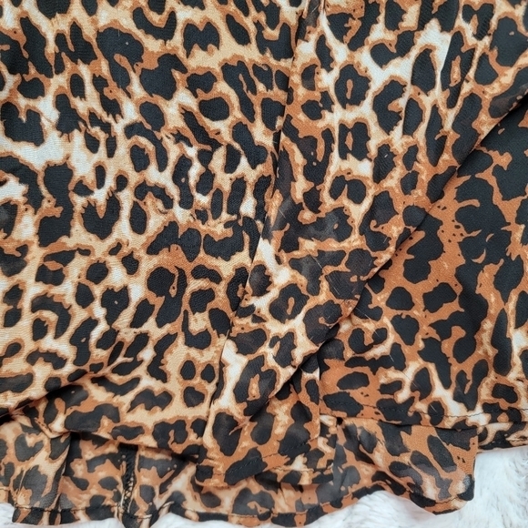 ✨️CL Just Fab Drop Waist Chiffon Dress In Leopard Size L - Picture 9 of 15